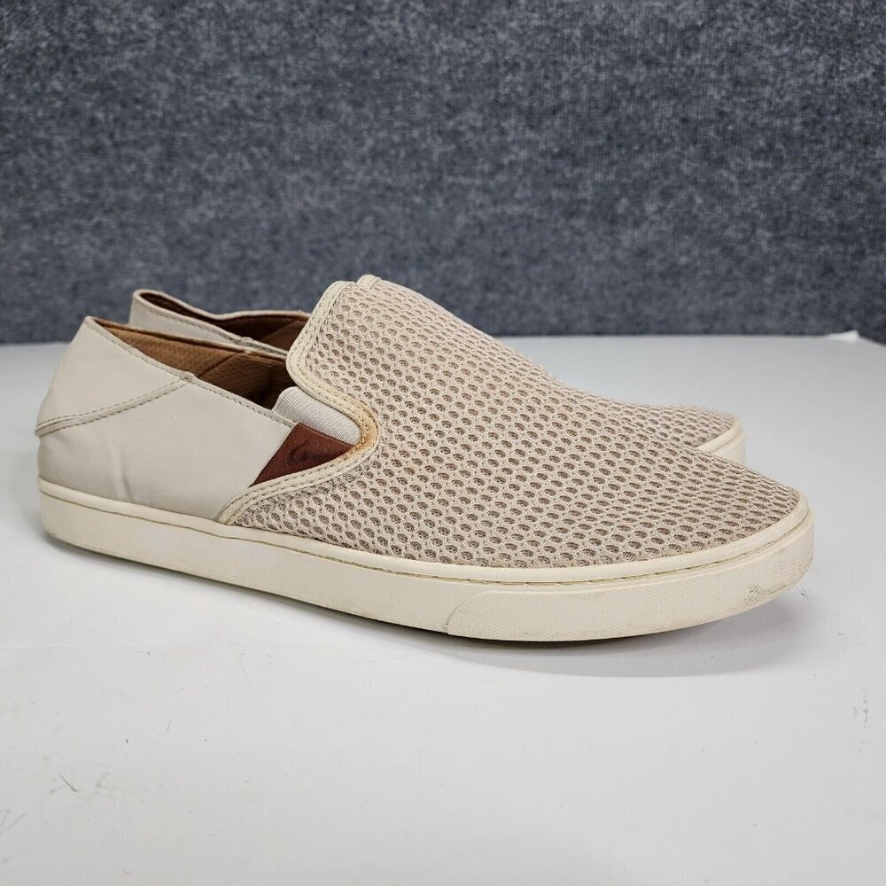 Olukai Pehuea 20271 PVPV Ivory‎ Mesh Slip On Beach Comfort Shoes US Women's 11